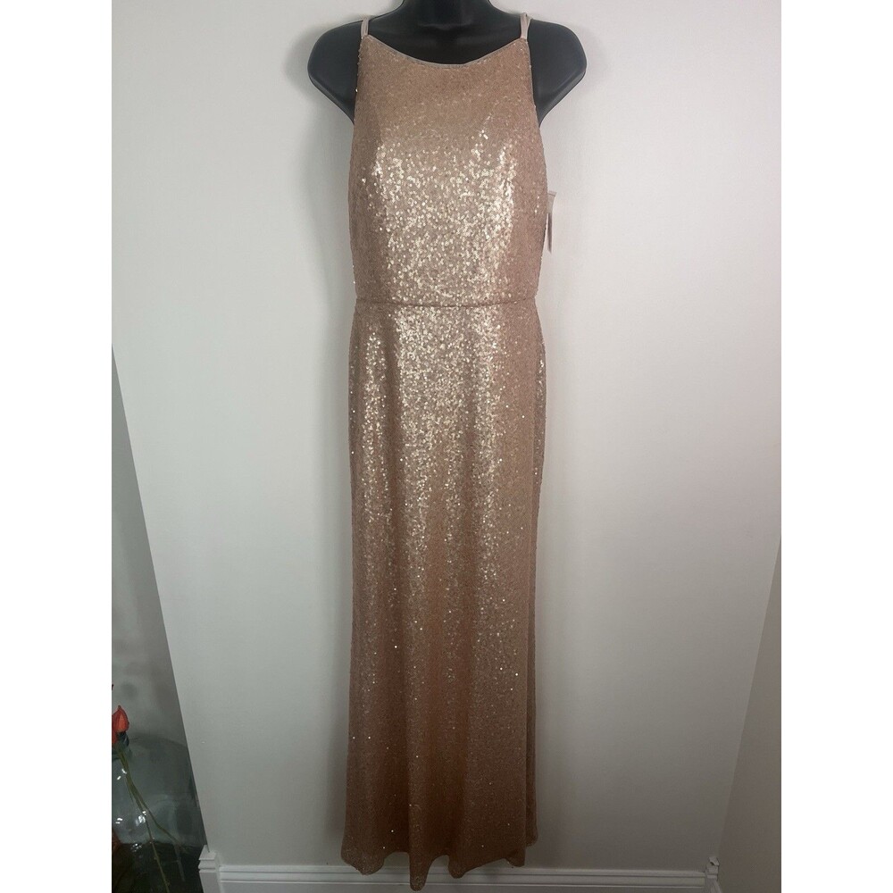 Dessy Collection NEW Size 4 Elle 3010 Sequin Rose Gold Gown Dress $284 - Picture 8 of 16